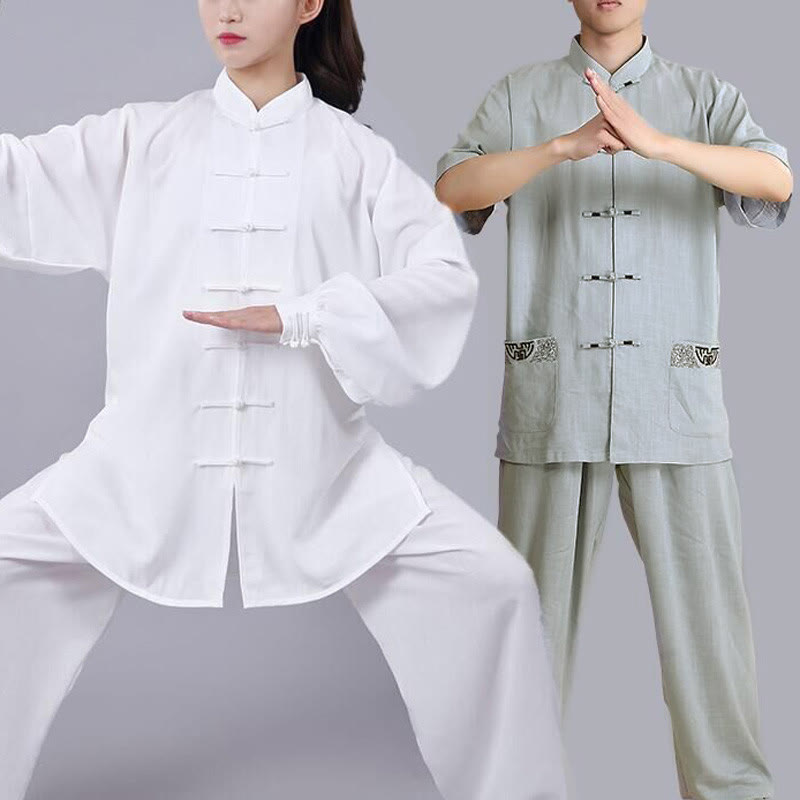 Buddha Stones瞑想禅祈りスピリチュアル太極拳気功練習ユニセックス刺繍服セット - image 1