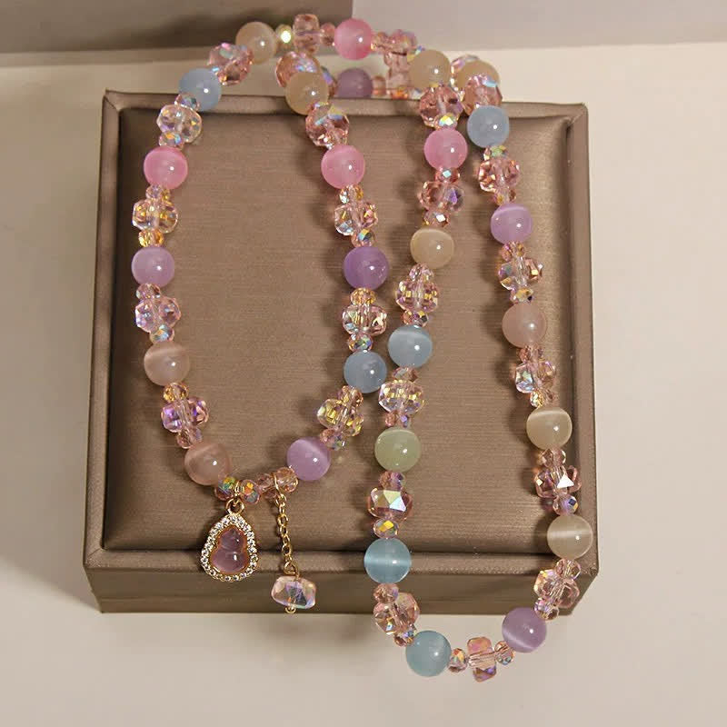 Buddha Stones マルチカラーのキャッツアイひょうたんラブビーズブレスレット - image 3