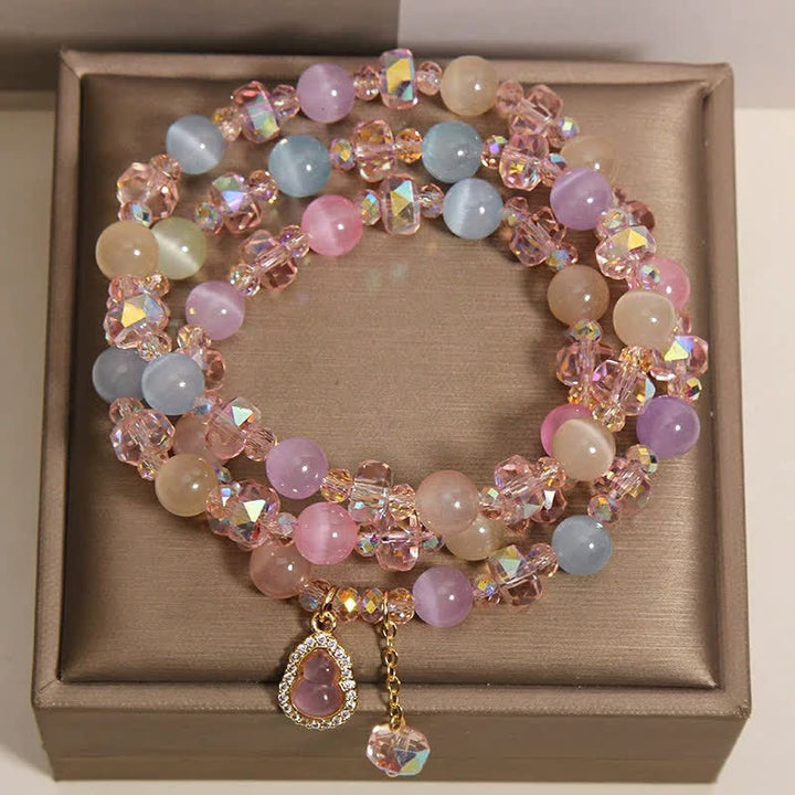 Buddha Stones マルチカラーのキャッツアイひょうたんラブビーズブレスレット - image 7