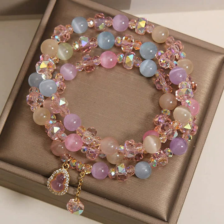 Buddha Stones マルチカラーのキャッツアイひょうたんラブビーズブレスレット - image 4