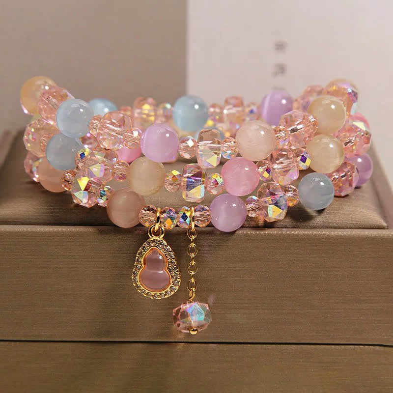 Buddha Stones マルチカラーのキャッツアイひょうたんラブビーズブレスレット - クリソベリル（直感♥保護） - image 0