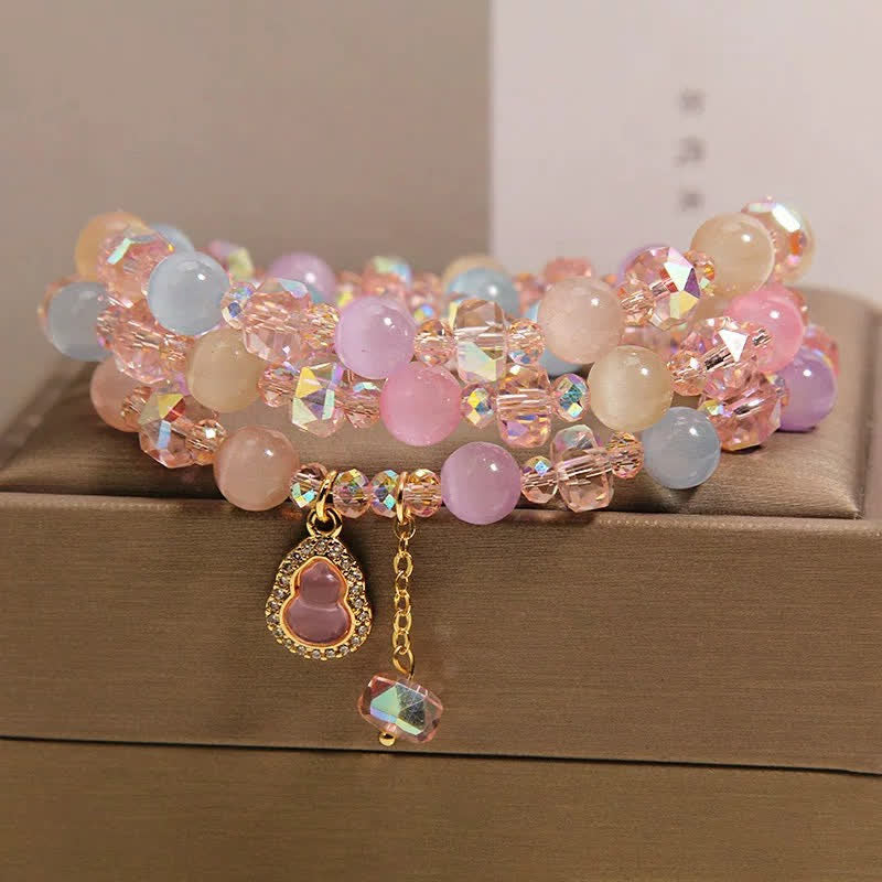 Buddha Stones マルチカラーのキャッツアイひょうたんラブビーズブレスレット - image 2