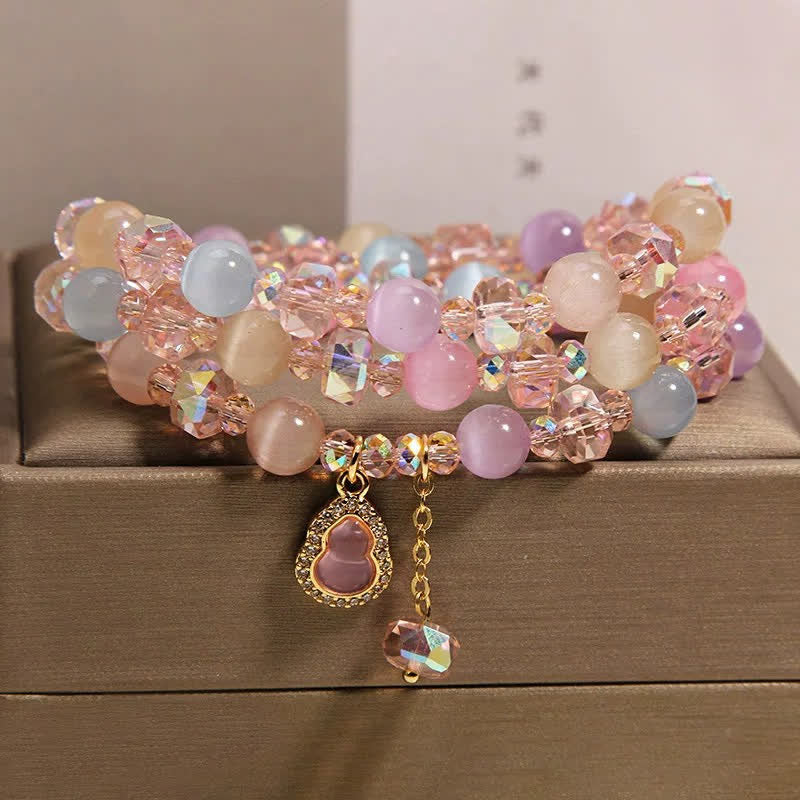 Buddha Stones マルチカラーのキャッツアイひょうたんラブビーズブレスレット - image 1