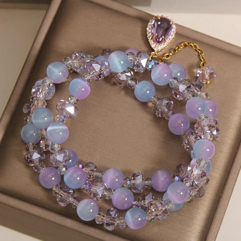 Buddha Stones ブルーグラデーションのキャッツアイクリスタルひょうたんレイヤードサポートブレスレット - image 7