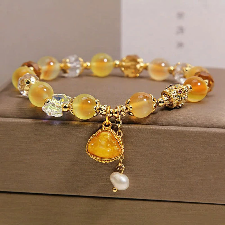 Buddha Stones イエローキャンディアゲートのブッダホープビーズブレスレット - キャンディアゲート（希望♥バランス） - image 0