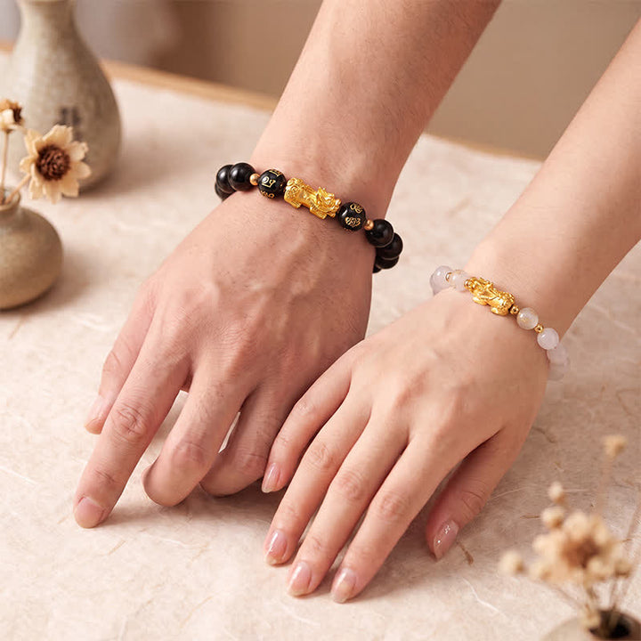 Buddha Stones 黒曜石カルセドニー貔貅（ひきゅう）オーム・マニ・パドメ・フム浄化ブレスレット - image 14