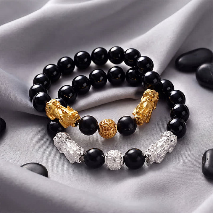 Buddha Stones 黒曜石銅製ダブル貔貅（ひきゅう）オーム・マニ・パドメ・フム智慧ブレスレット - image 16