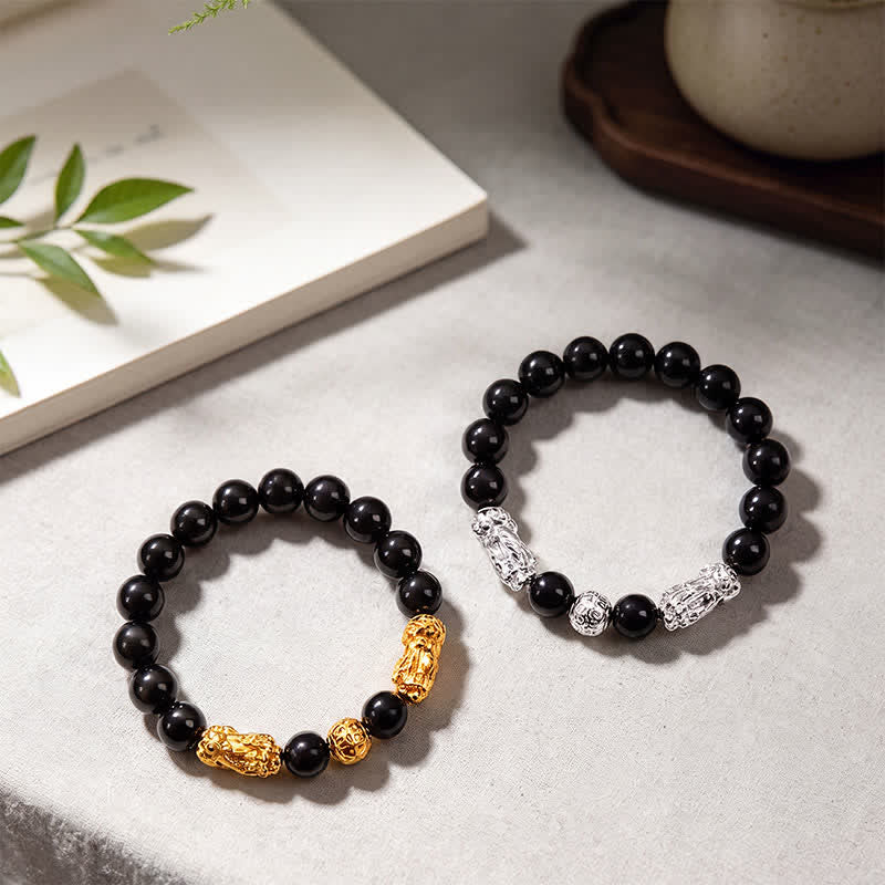 Buddha Stones 黒曜石銅製ダブル貔貅（ひきゅう）オーム・マニ・パドメ・フム智慧ブレスレット - image 15