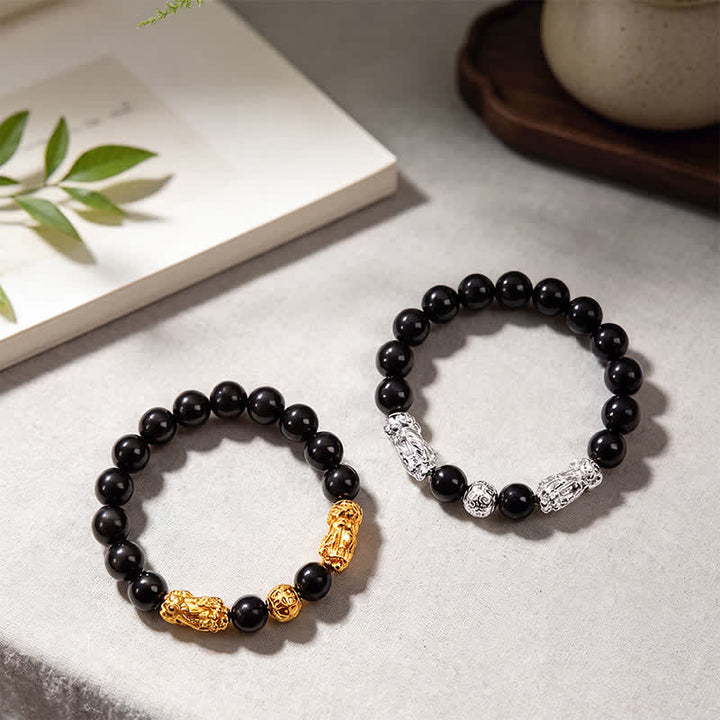 Buddha Stones 黒曜石銅製ダブル貔貅（ひきゅう）オーム・マニ・パドメ・フム智慧ブレスレット - image 15