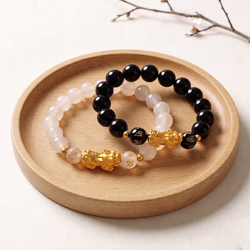 Buddha Stones 黒曜石銅製ダブル貔貅（ひきゅう）オーム・マニ・パドメ・フム智慧ブレスレット - image 14