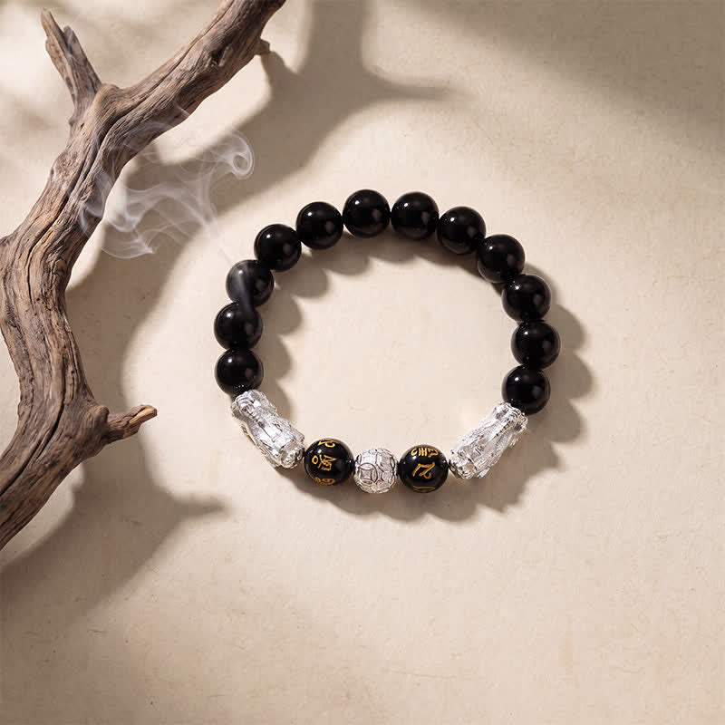 Buddha Stones 黒曜石銅製ダブル貔貅（ひきゅう）オーム・マニ・パドメ・フム智慧ブレスレット - image 10