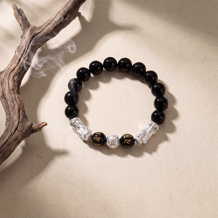Buddha Stones 黒曜石銅製ダブル貔貅（ひきゅう）オーム・マニ・パドメ・フム智慧ブレスレット - image 10
