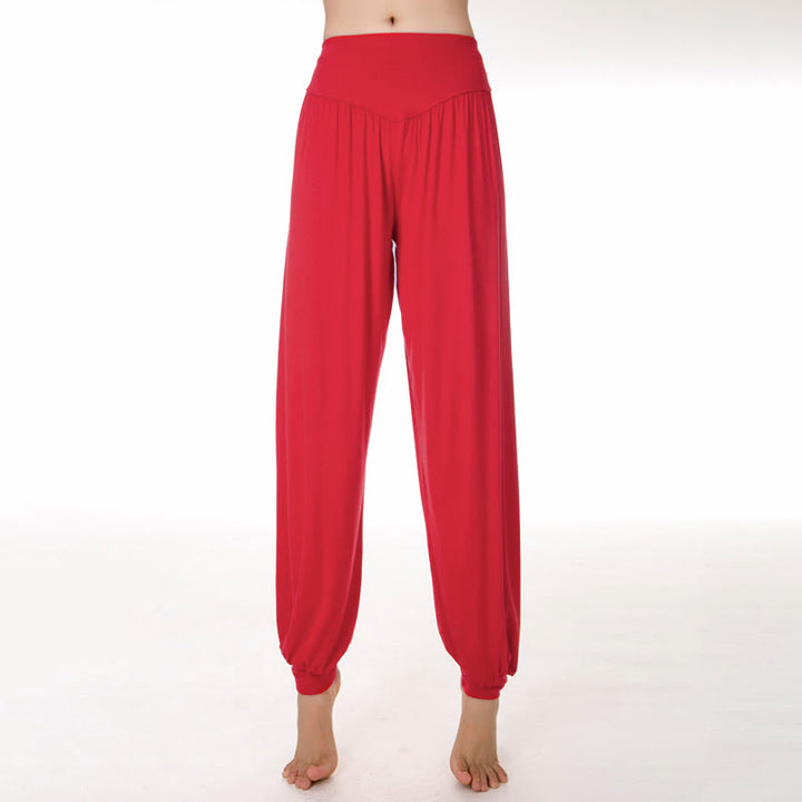 Buddha Stones柄の無地ルーズフィットモーダルヨガダンスハーレムパンツ - 赤 - US12、 UK/AU16、 EU44 (3XL) - image 25