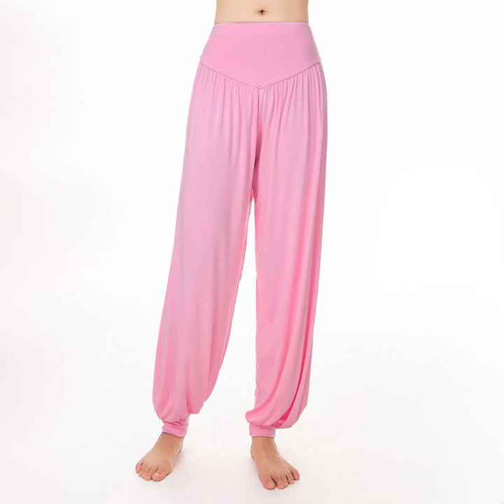 Buddha Stones柄の無地ルーズフィットモーダルヨガダンスハーレムパンツ - image 10