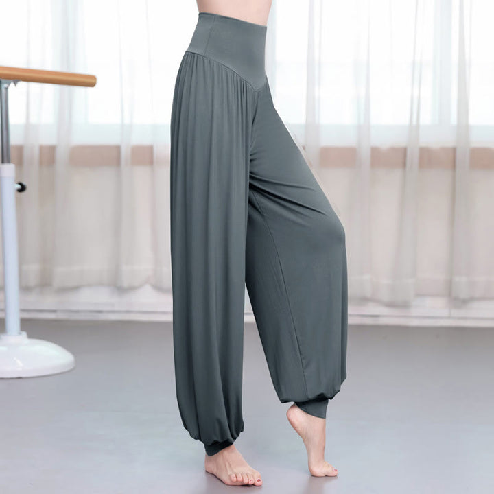 Buddha Stones柄の無地ルーズフィットモーダルヨガダンスハーレムパンツ - ダークグレー - US12、 UK/AU16、 EU44 (3XL) - image 12