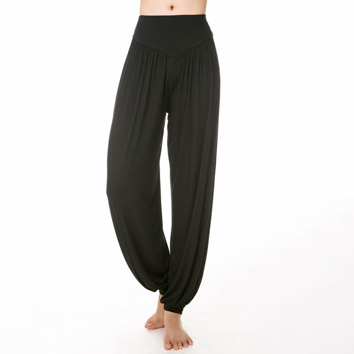 Buddha Stones柄の無地ルーズフィットモーダルヨガダンスハーレムパンツ - image 5