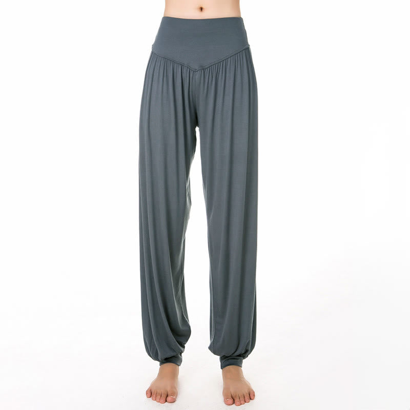 Buddha Stones柄の無地ルーズフィットモーダルヨガダンスハーレムパンツ - image 13