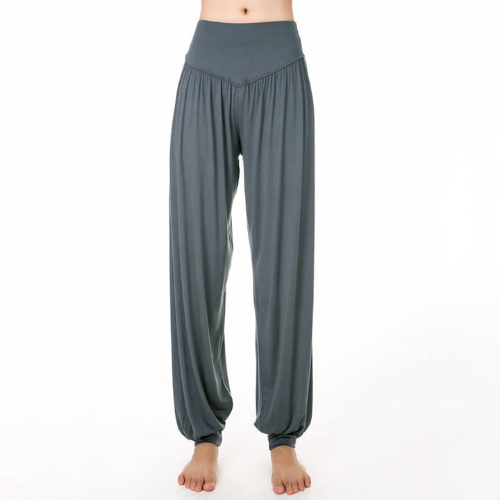 Buddha Stones柄の無地ルーズフィットモーダルヨガダンスハーレムパンツ - image 13