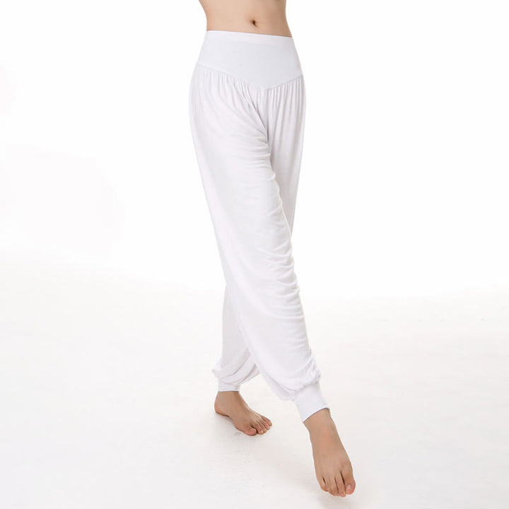 Buddha Stones柄の無地ルーズフィットモーダルヨガダンスハーレムパンツ - image 17