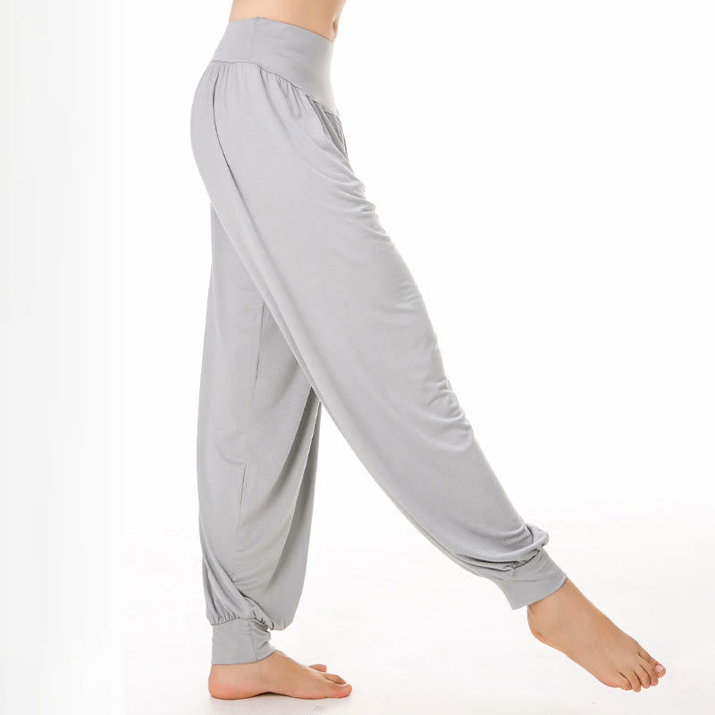 Buddha Stones柄の無地ルーズフィットモーダルヨガダンスハーレムパンツ - ライトグレー - US12、 UK/AU16、 EU44 (3XL) - image 8