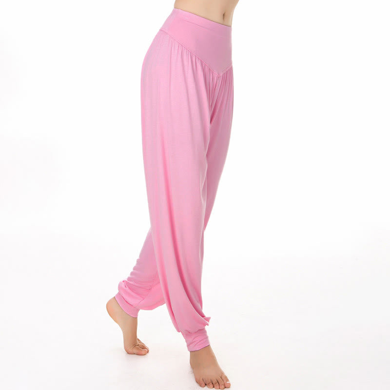 Buddha Stones柄の無地ルーズフィットモーダルヨガダンスハーレムパンツ - image 11