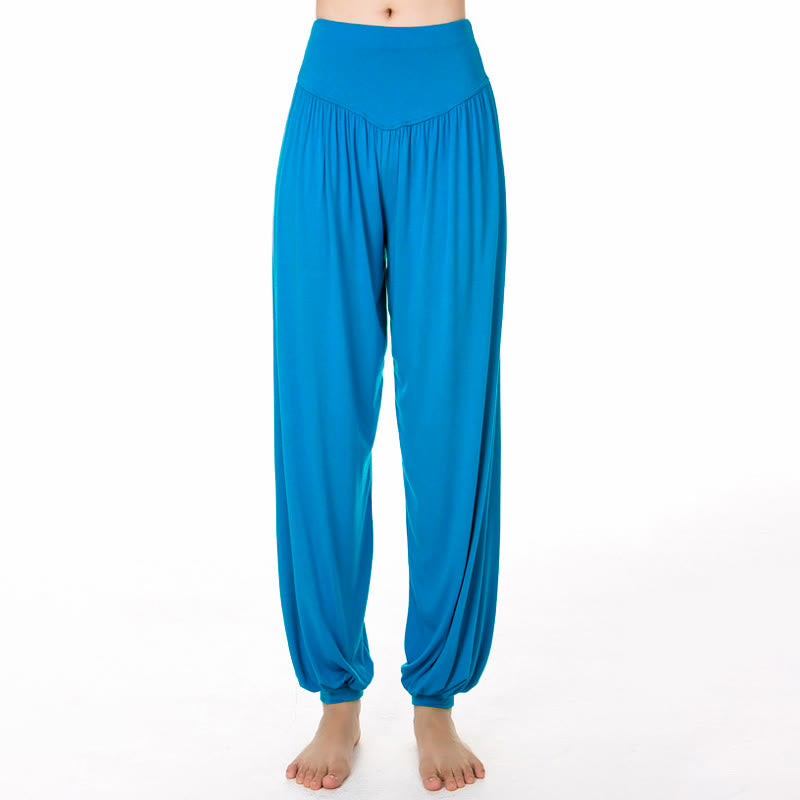 Buddha Stones柄の無地ルーズフィットモーダルヨガダンスハーレムパンツ - ディープスカイブルー - US12、 UK/AU16、 EU44 (3XL) - image 18