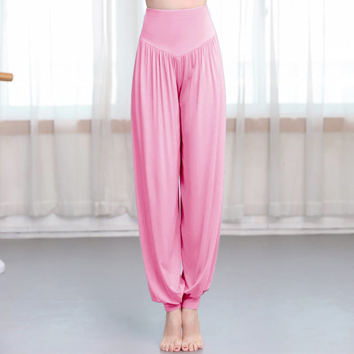 Buddha Stones柄の無地ルーズフィットモーダルヨガダンスハーレムパンツ - ライトピンク - US12、 UK/AU16、 EU44 (3XL) - image 9