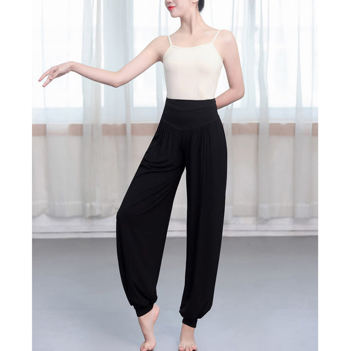 Buddha Stones柄の無地ルーズフィットモーダルヨガダンスハーレムパンツ - image 3