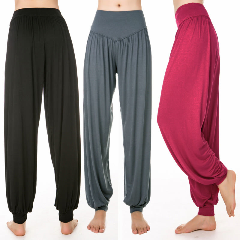 Buddha Stones柄の無地ルーズフィットモーダルヨガダンスハーレムパンツ - image 28