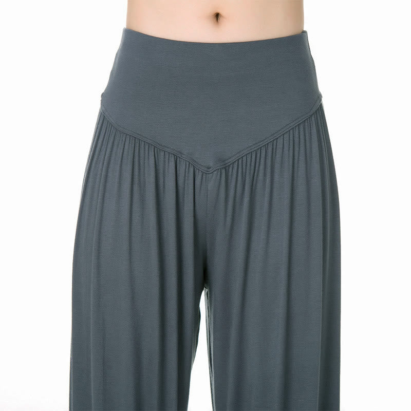 Buddha Stones柄の無地ルーズフィットモーダルヨガダンスハーレムパンツ - image 14