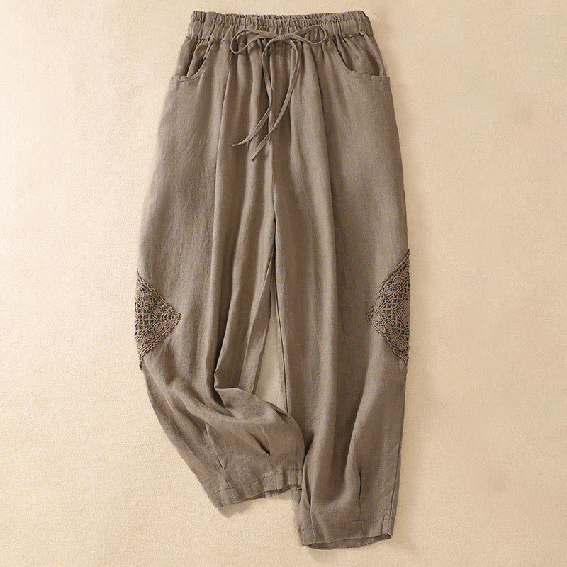 Buddha Stones夏用 レディース ドローストリング ハーレムパンツ ポケット付き - タン - US8-10，UK/AU12-14，EU40-42 (2XL) - image 0