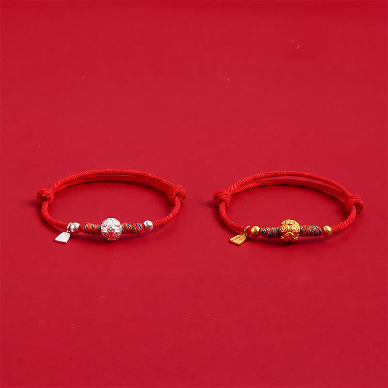 Buddha Stones 999スターリングシルバー製、赤い赤紐で結ばれた保護機能付き手織りブレスレット - image 10