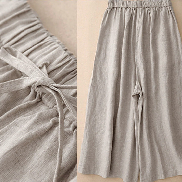 Buddha Stonesサマー エラスティックウエスト レディース カプリ丈 クロップド ワイドレッグパンツ ポケット付き - image 17