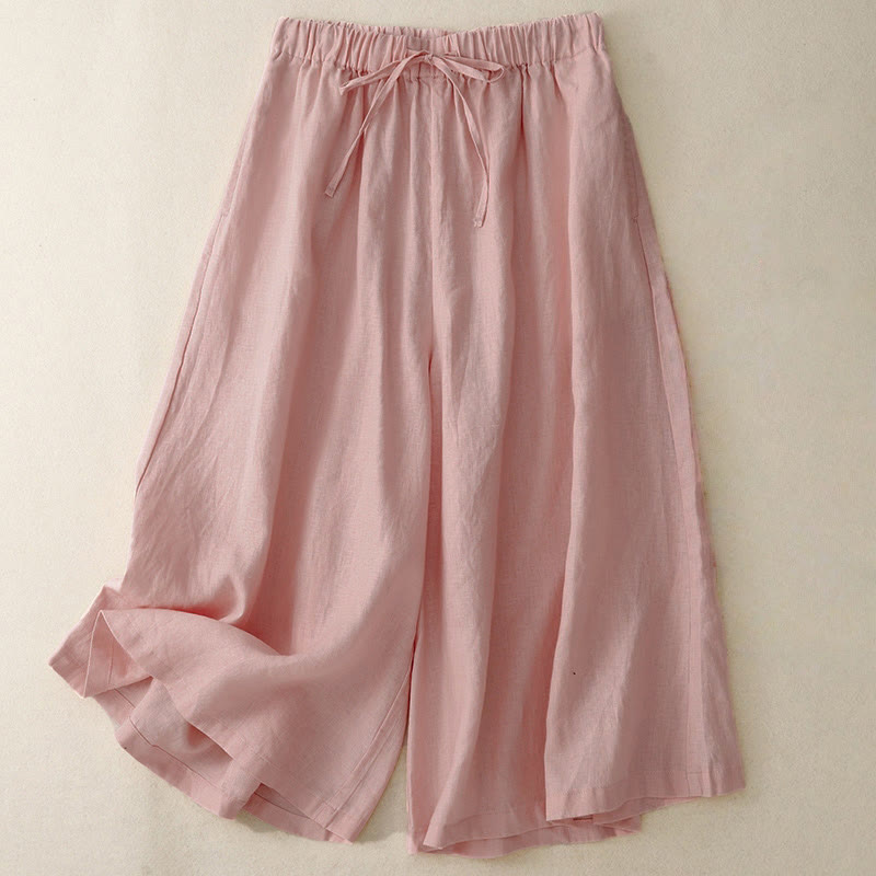 Buddha Stonesサマー エラスティックウエスト レディース カプリ丈 クロップド ワイドレッグパンツ ポケット付き - ライトピンク - US14、 UK/AU18、 EU46 (3XL) - image 6