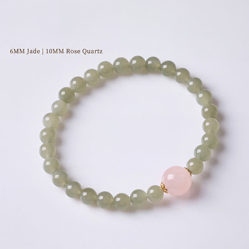 Buddha Stones 翡翠とローズクォーツのハーモニー、新中国風ブレスレット - image 2