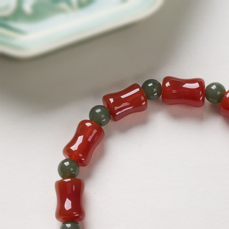 Buddha Stones 新作 中国産赤瑪瑙竹デザイン成長ブレスレット - image 4