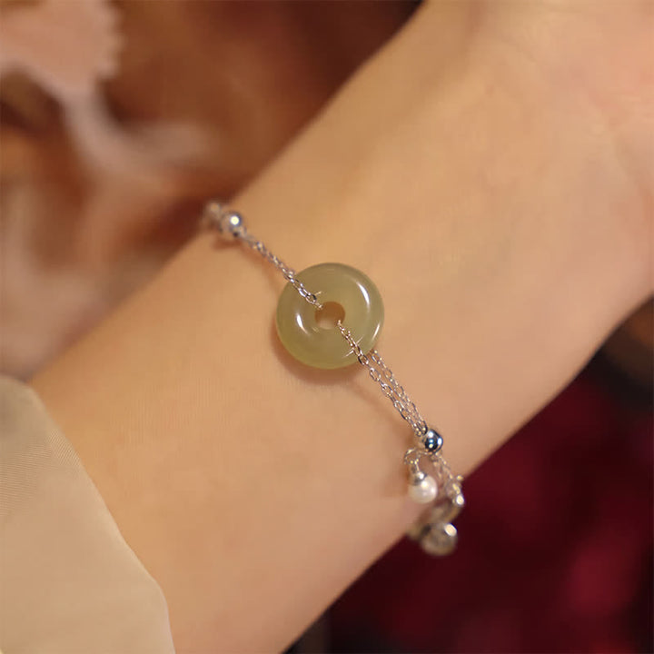 Buddha Stones 和田翡翠の平和のお守りチャーム925スターリングシルバー製幸運ブレスレット - image 2