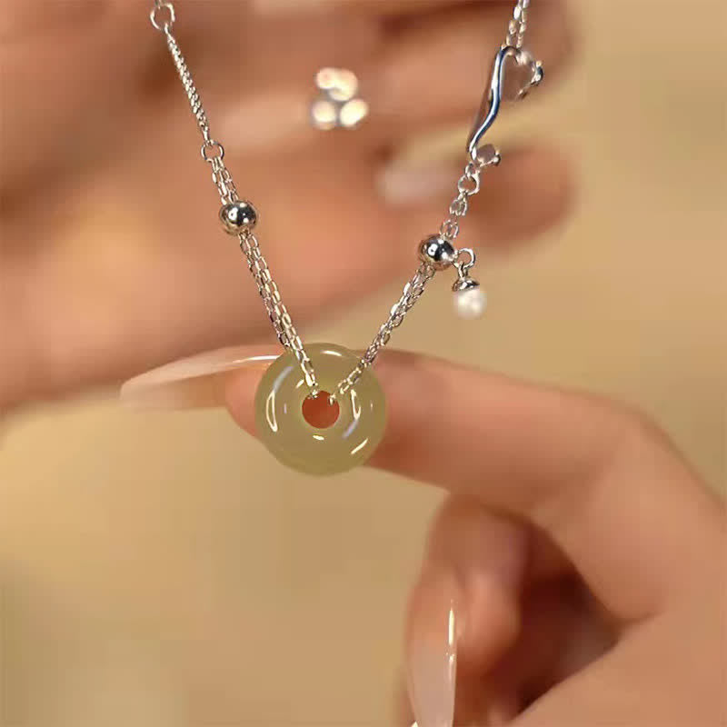 Buddha Stones 和田翡翠の平和のお守りチャーム925スターリングシルバー製幸運ブレスレット - image 1