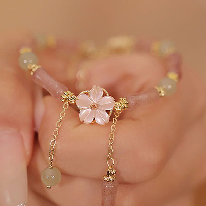 Buddha Stones ストロベリークォーツ、竹、和田翡翠のロマンティックブレスレット - image 14
