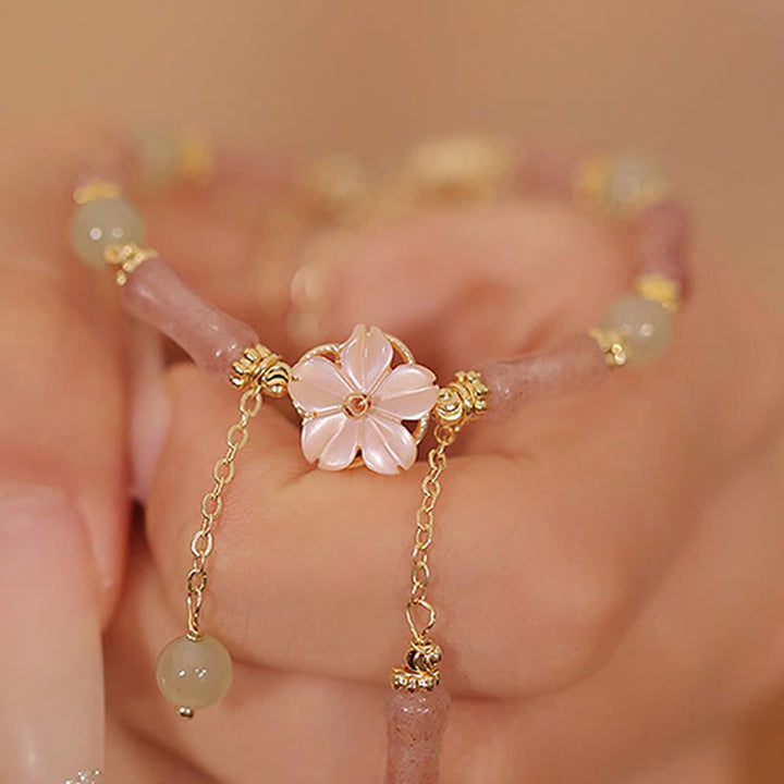 Buddha Stones ストロベリークォーツ、竹、和田翡翠のロマンティックブレスレット - image 14