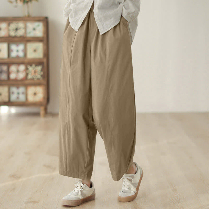 Buddha Stonesをモチーフにしたシンプルなラインデザインの、ポケット付きの足首丈レディースハーレムパンツ - image 8