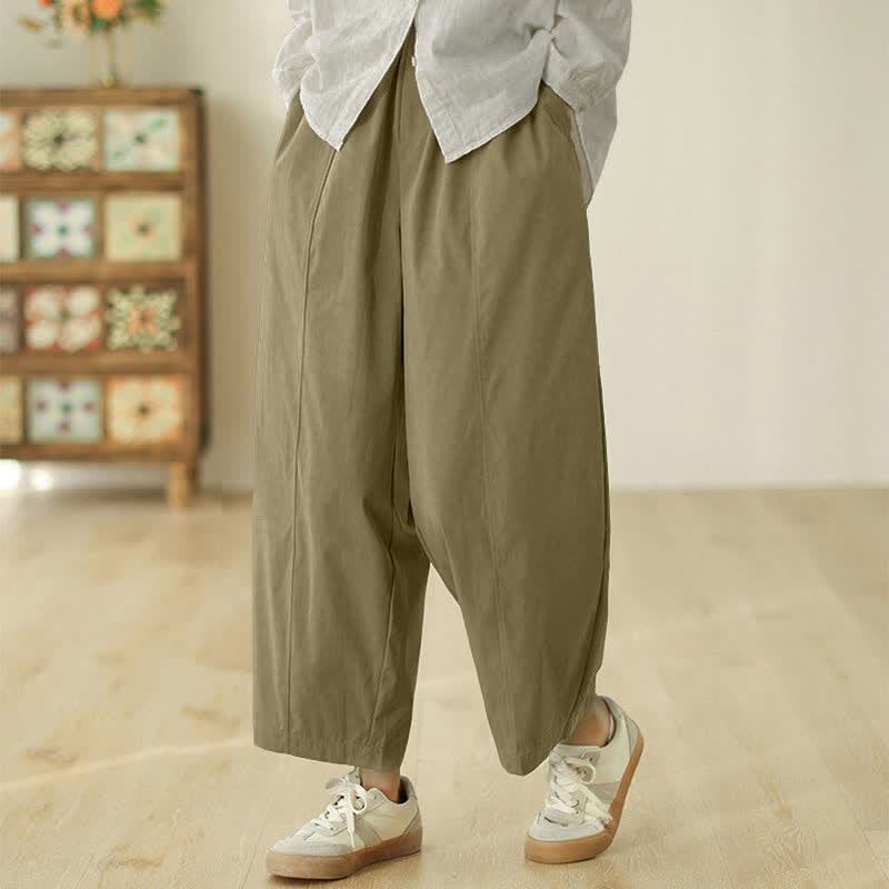 Buddha Stonesをモチーフにしたシンプルなラインデザインの、ポケット付きの足首丈レディースハーレムパンツ - image 11