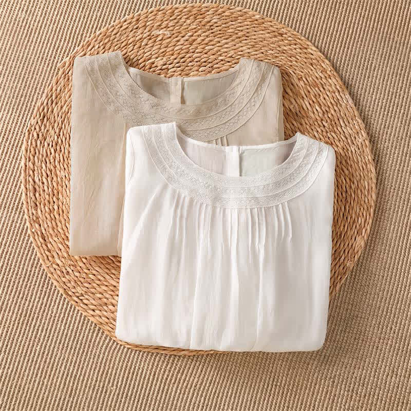 Buddha Stones 春夏カジュアルエレガント刺繍入り無地レディース長袖Tシャツ - image 13