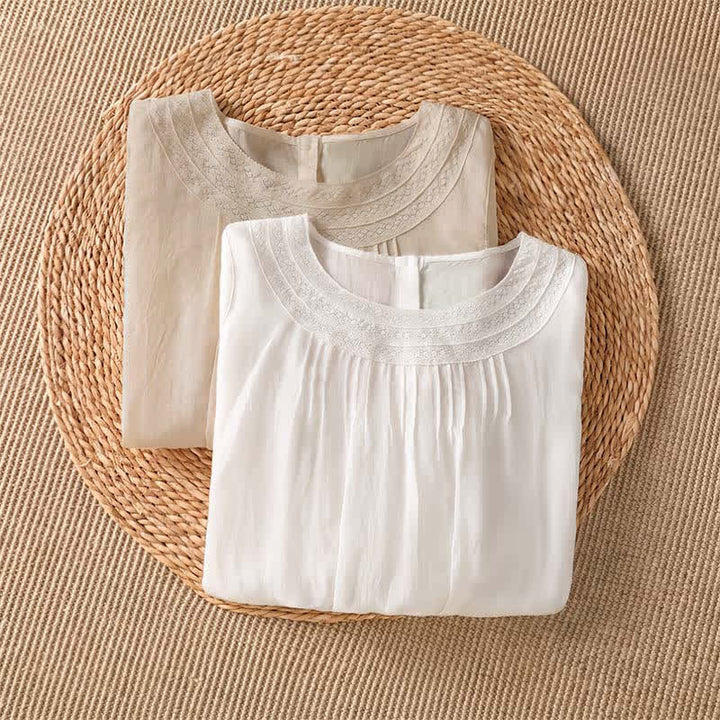 Buddha Stones 春夏カジュアルエレガント刺繍入り無地レディース長袖Tシャツ - image 13