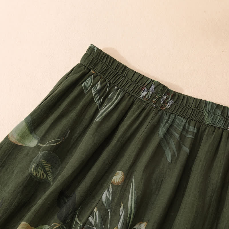 Buddha Stones 春夏ボヘミアン風花柄アンクルパンツ レディース ワイドレッグパンツ ポケット付き - image 8