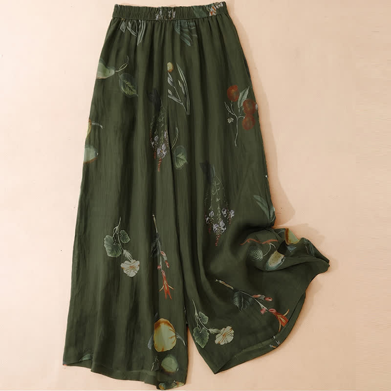 Buddha Stones 春夏ボヘミアン風花柄アンクルパンツ レディース ワイドレッグパンツ ポケット付き - image 7