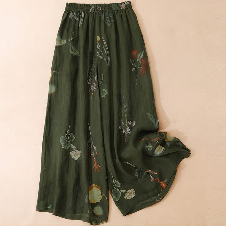 Buddha Stones 春夏ボヘミアン風花柄アンクルパンツ レディース ワイドレッグパンツ ポケット付き - image 7