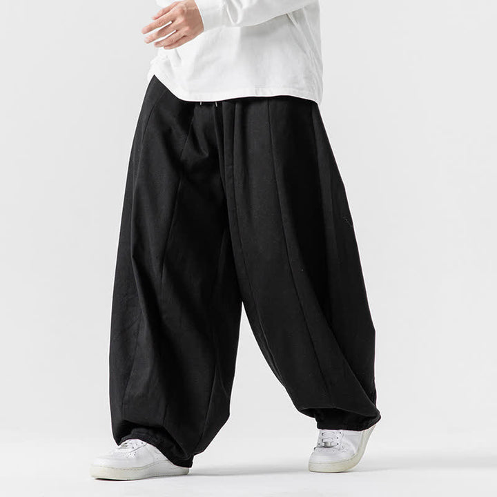 Buddha Stones 秋のカジュアルシンプルドローストリング無地コットンロングパンツメンズストレートレッグパンツポケット付き - image 8