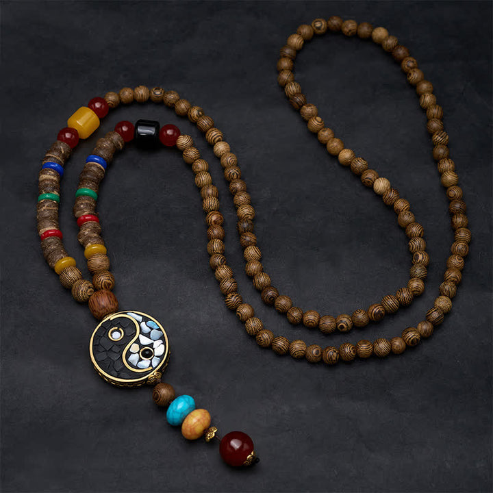 Buddha Stones ウェンジウッド陰陽バランスビーズネックレス - image 1