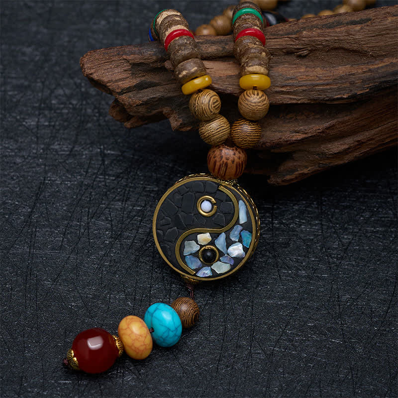Buddha Stones ウェンジウッド陰陽バランスビーズネックレス - image 3